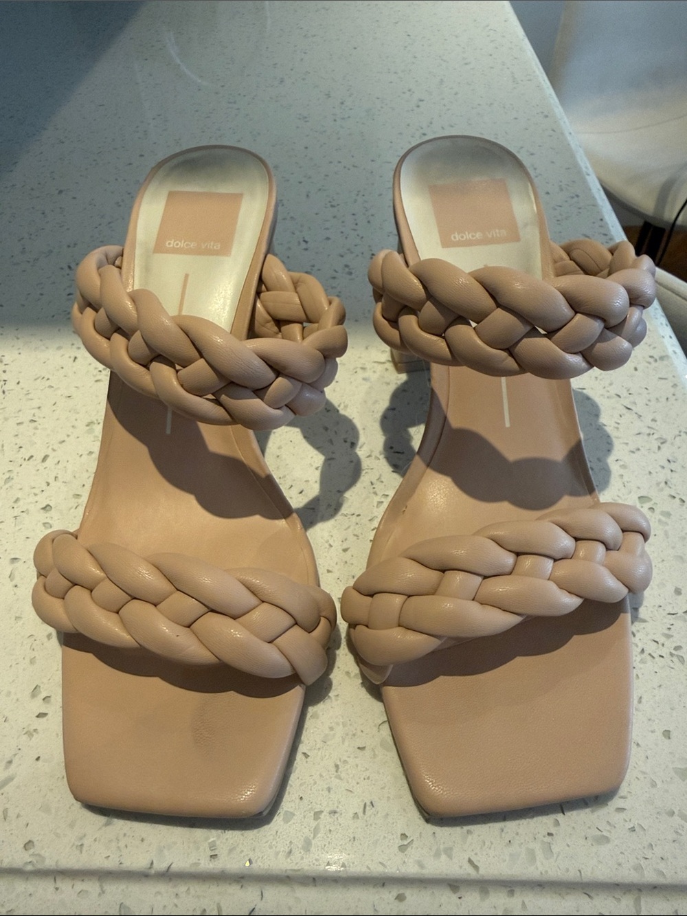 Dolce Vita Braided Double-Strap Slide Sandals in Blush Nude